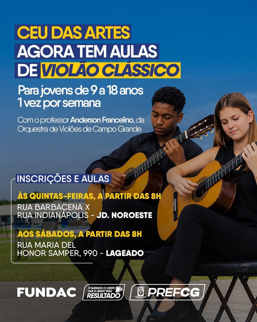 Flyer: Aulas de Violão Clássico no CEU das Artes — Lageado
