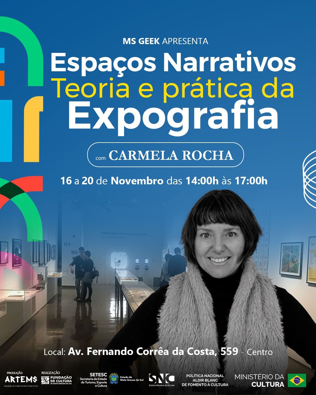 Flyer: Espaços Narrativos, Teoria e Prática da Expografia