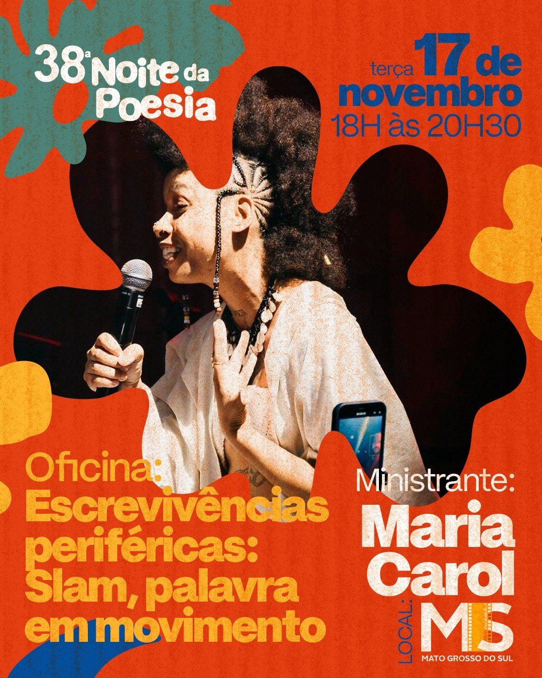 Flyer: Escrevivências periféricas: Slam, palavra em movimento