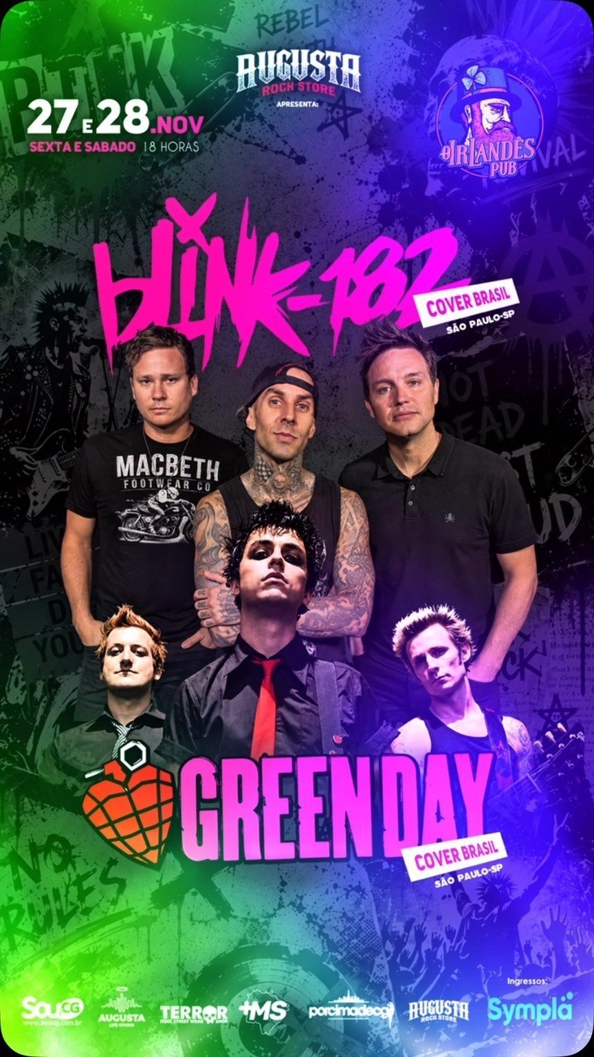 Flyer: Blink-182 Cover Brasil e Green Day Cover Brasil no Irlandês Pub